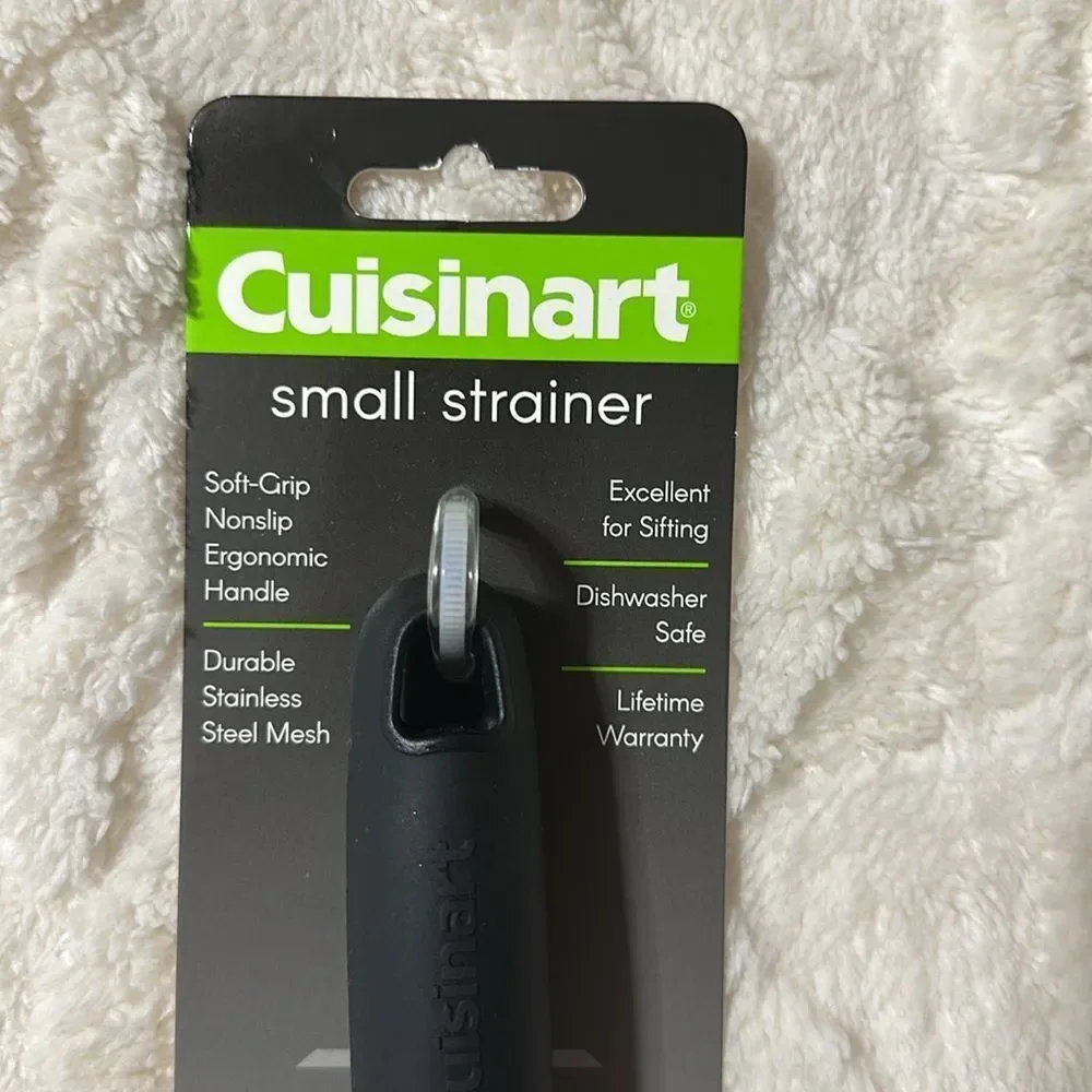 Cuisinart Small Durable Stainless Black Soft Grip Ergonomic Handle Strainer